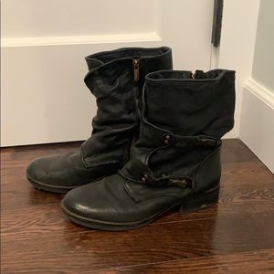 Leather Black Short Combat Boots